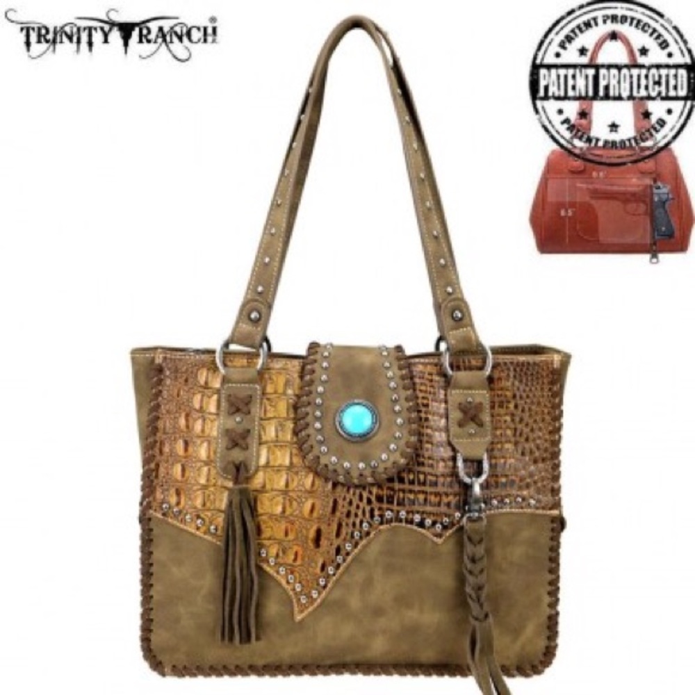 Trinity Ranch Tooled Leather Collection Carry Tote - Picture 2 of 6